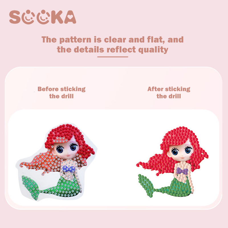 SOOKA Stiker Bergambar Berkilau - Stiker bergambar dari manik-manik yang berkilau dengan model kartun, cocok untuk anak-anak perempuan, stiker kreatif dengan buatan tangan DIY seperti membuat stiker mainan anak, stiker princess SK-AIA1130