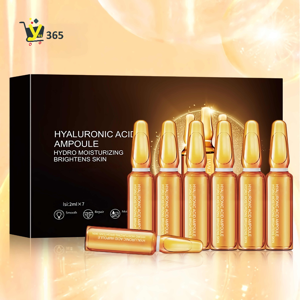 Hyaluronic Acid Ampoule Hydro Moisturizing Brightens Skin 24K Gold 1 Box Isi 7 Botol