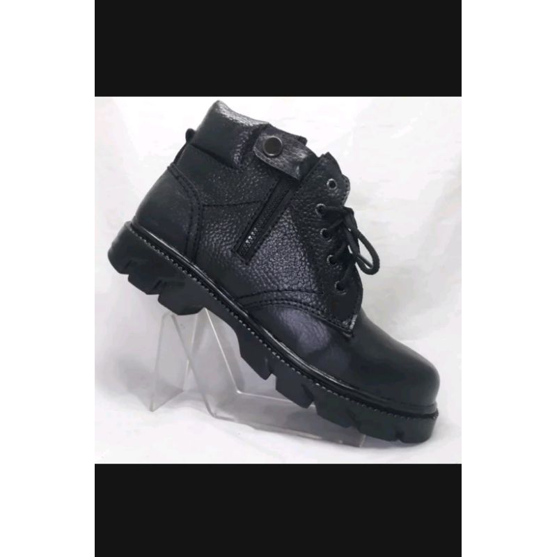 Sepatu safety Boot Kulit asli Boyken Hitam polos