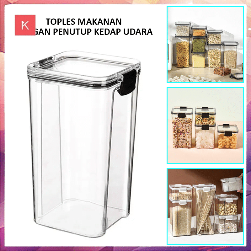 ANG KONTAINER KOTAK TOPLES KEDAP UDARA AKRILIK PENYIMPANAN SNACK MAKANAN KULKAS