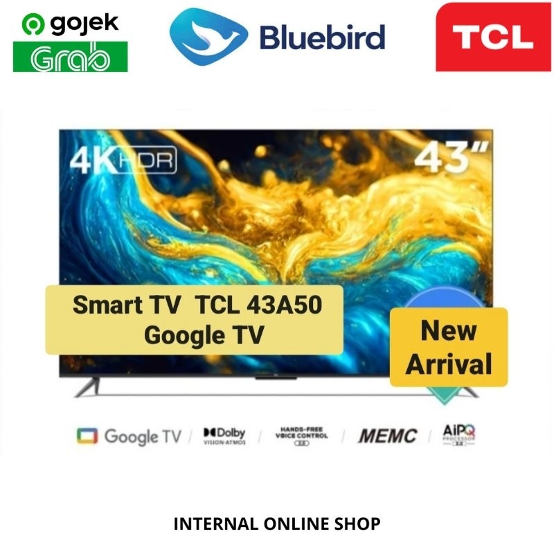 TCL 43A50 Smart TV 43 Inch Google TV 4K UHD Dolby Atmos Garansi Resmi