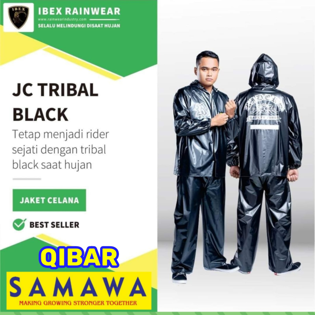 Jas Hujan Hitam Tribal Ibex Jaket Celana Dan Poncho Lengan