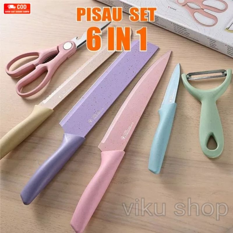 Kitchen Pisau Dapur Set 1 IN 6 Forging Family Knife 6 Pcs