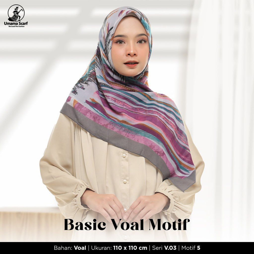 Umama HIjab Segi Empat Basic Voal Motif Terbaru [PILIH WARNA]