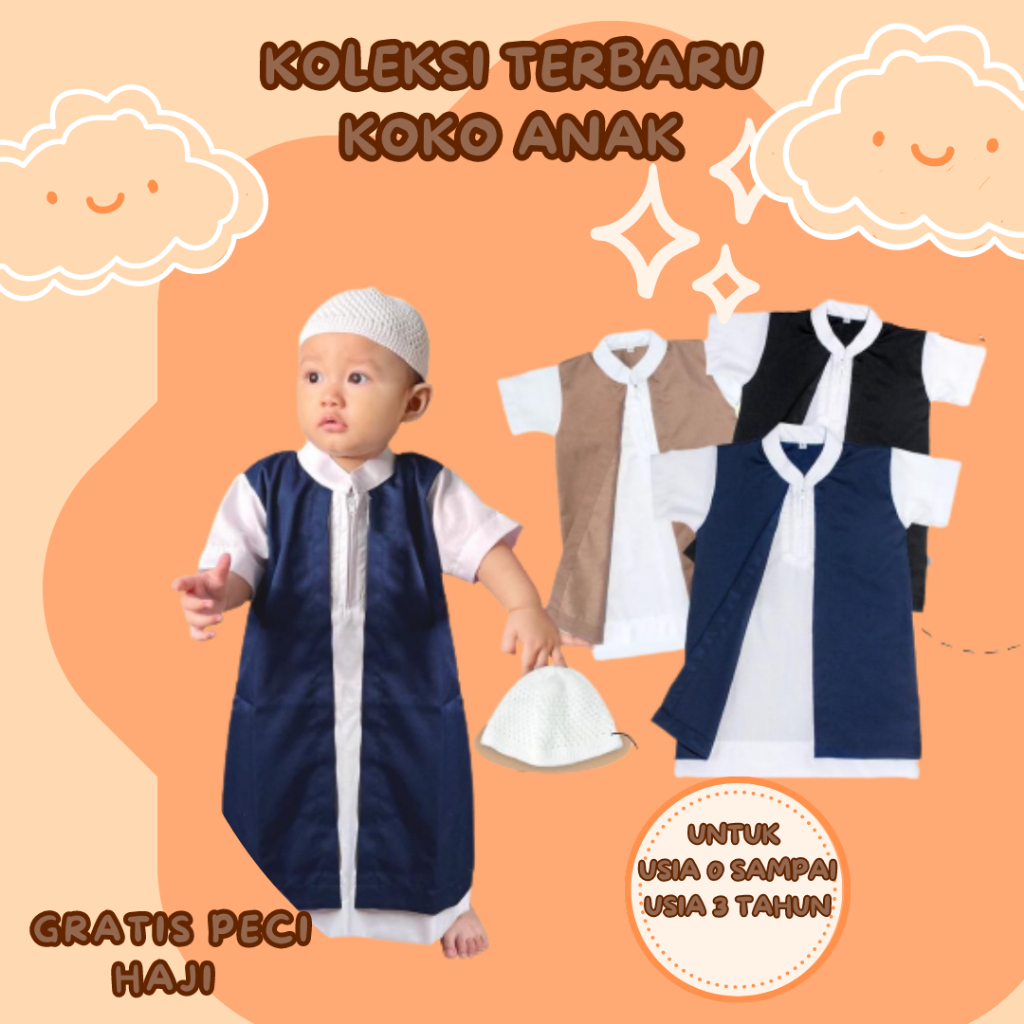 Baju Koko Gamis Jubah Bayi Jubah Koko Bayi Habib Gamis Jubah Bayi panjang model lucu lengan pendek baju