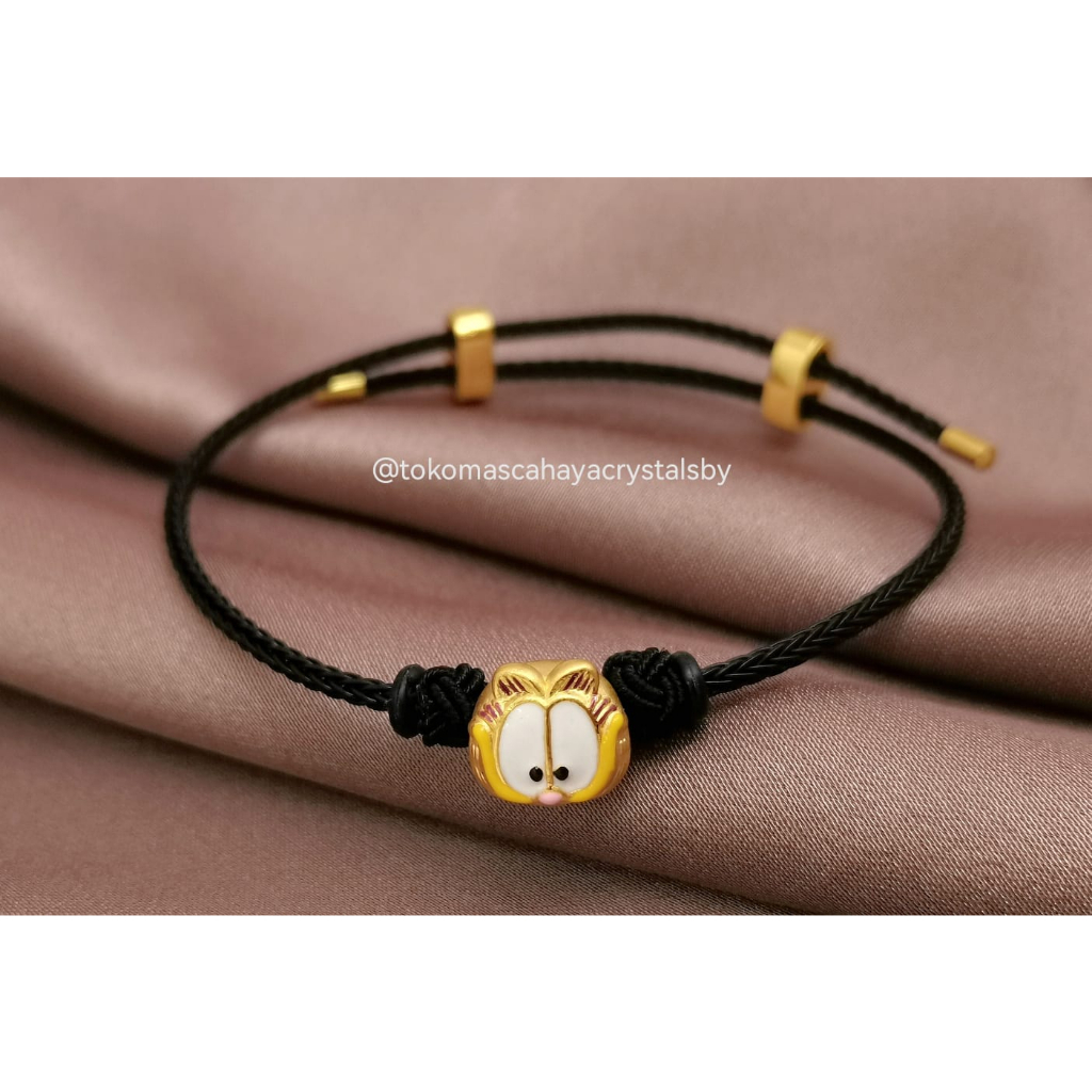 Gelang Charm Garfield Kucing Emas kadar 24k HK Hongkong 999% 999 &amp; Gelang Serut