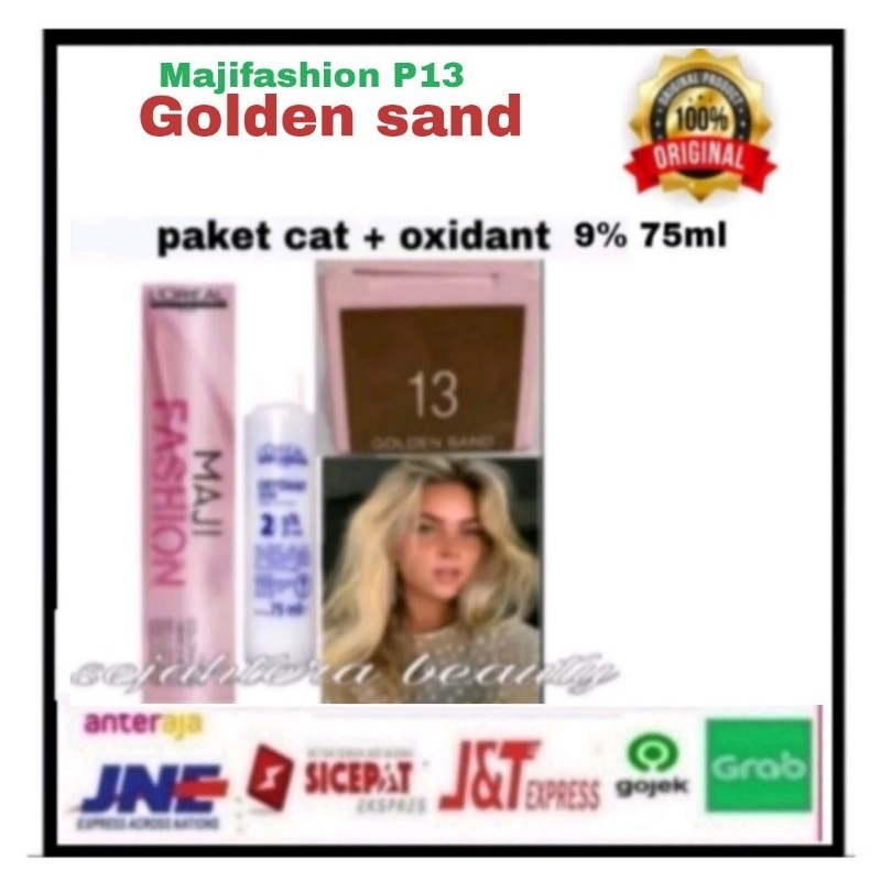 cat rambut loreal maji fashion majifashion 13 GOLDEN SAND pewarna rambut + oxidant 75ml