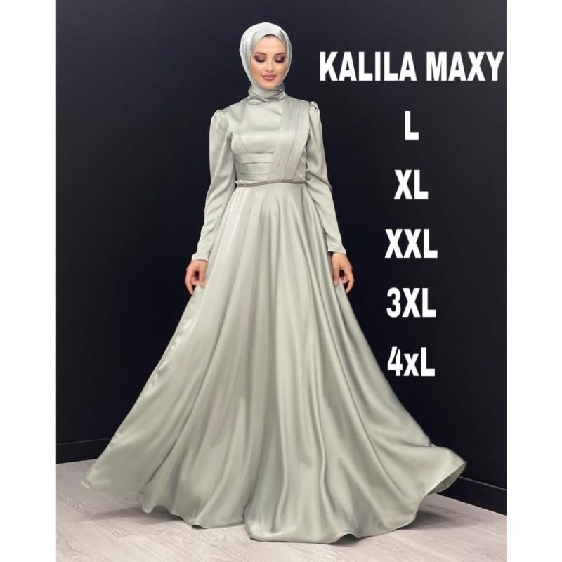 gamis terbaru 2023 lebaran wanita khalila drees bahan maxmara silk premium ukuran L XL XXL 3XL 4XL adem