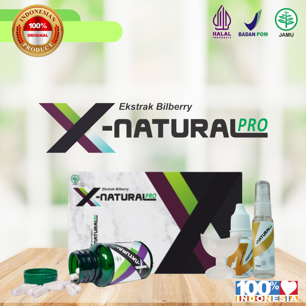 OBAT PENYAKIT MATA X NATURAL PRO ( 63 Kapsul ) BPOM | FREE TETES MATA + GELAS RIMBANG