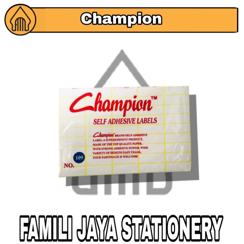 

LABEL HARGA CHAMPION LABEL KERTAS No 99 103 107 110 112 121 123