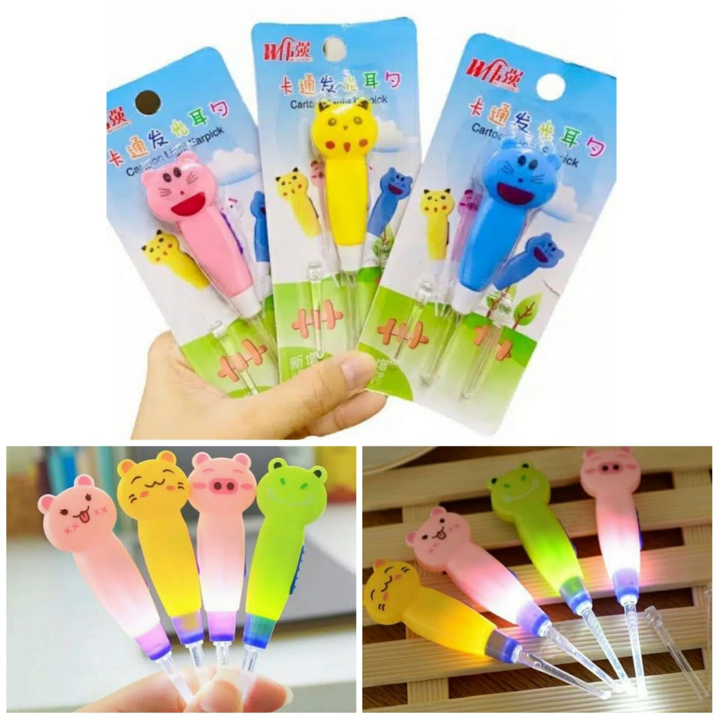 Pembersih Telinga LED / Earpick Flashlight / Korek Kuping Lampu Anak Karakter