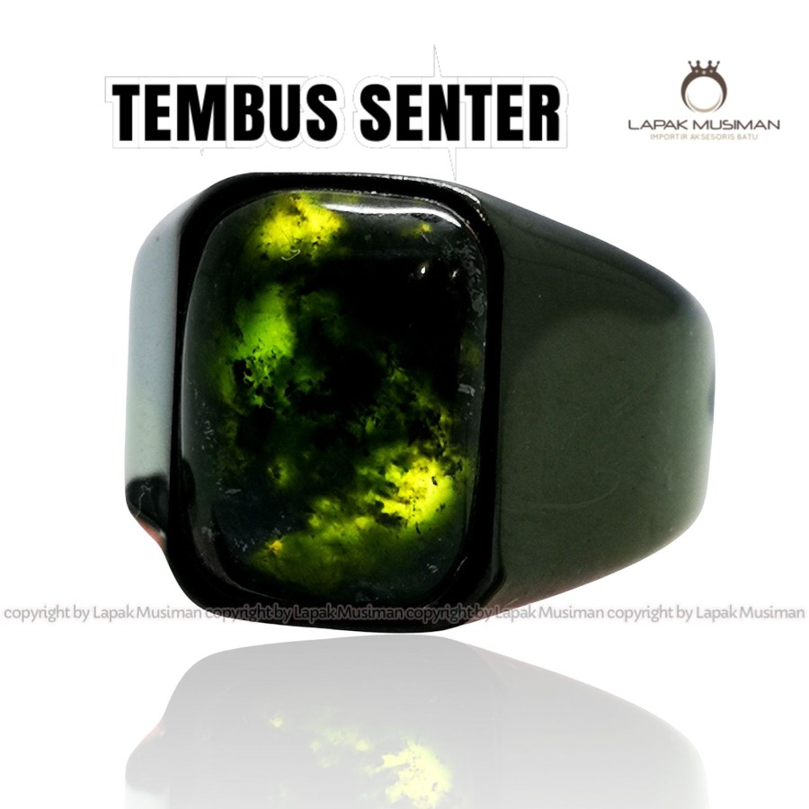 Cincin Pria Batu Keren Natural Giok Hitam Black Jade Asli Aceh