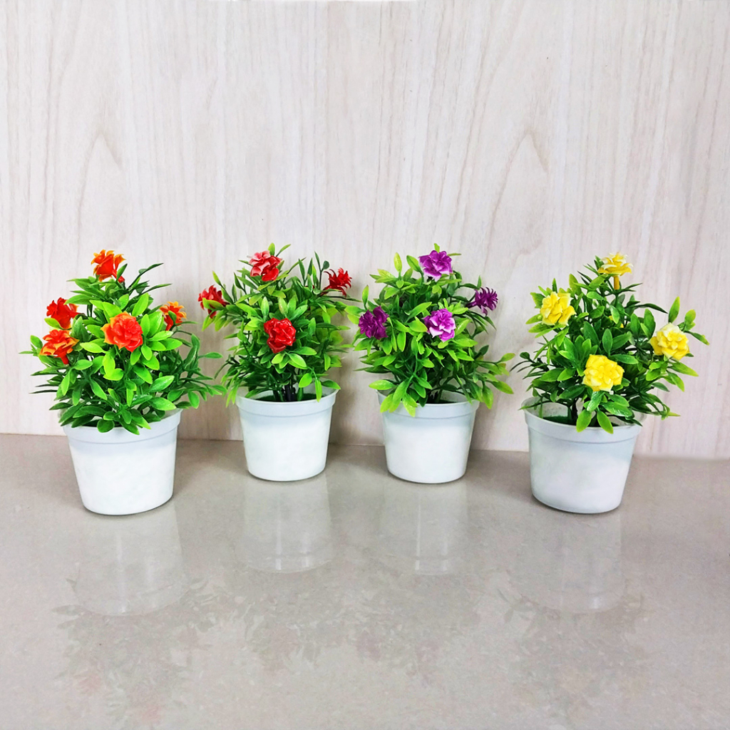 Pot Tanaman Bunga Hias Mini Dekorasi Meja Ruangan Kantor Rumah Ornamen Artificial Flowers PBP16