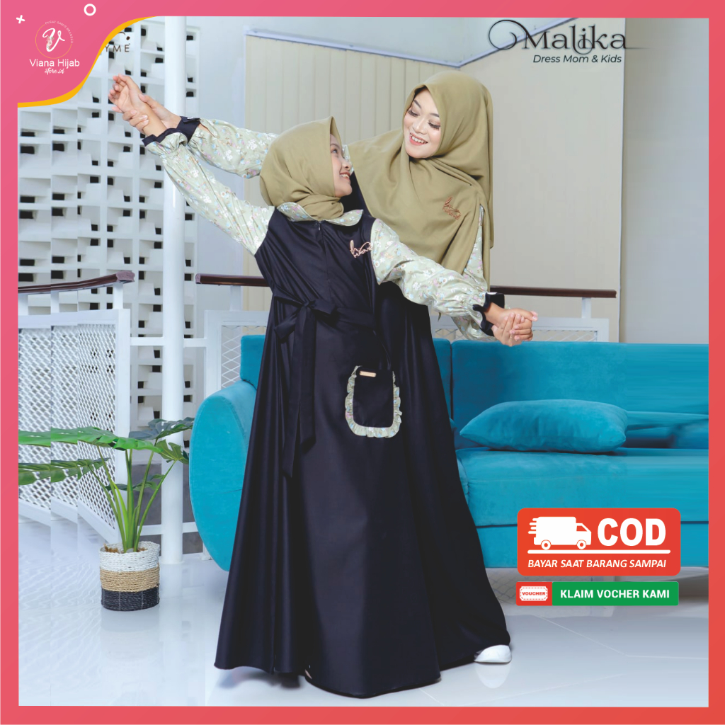 Gamis Motif Bunga Malika Dress Ibu Anak By Hayme Bahan Toyoboi