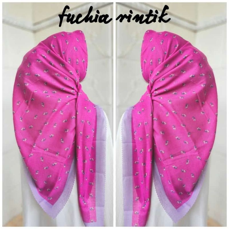 WDAqifa Segi Empat Deenay KW Voal Motif Rintik Ready Fuchia Pink Fanta