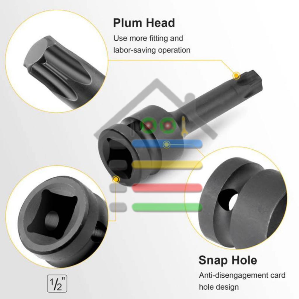 KUNCI PAS SOCKET IMPACT BINTANG 1/2 INCH CR-MO M5 M6 M8 M9 M10