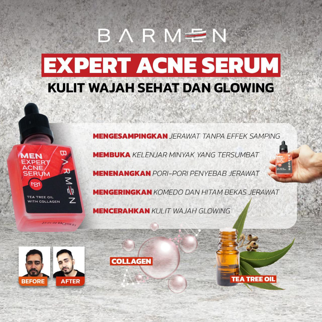 BARMEN Paket Complete Series - Lip Serum, Cleansing Wash, Acne Serum and Sunscreen Spray