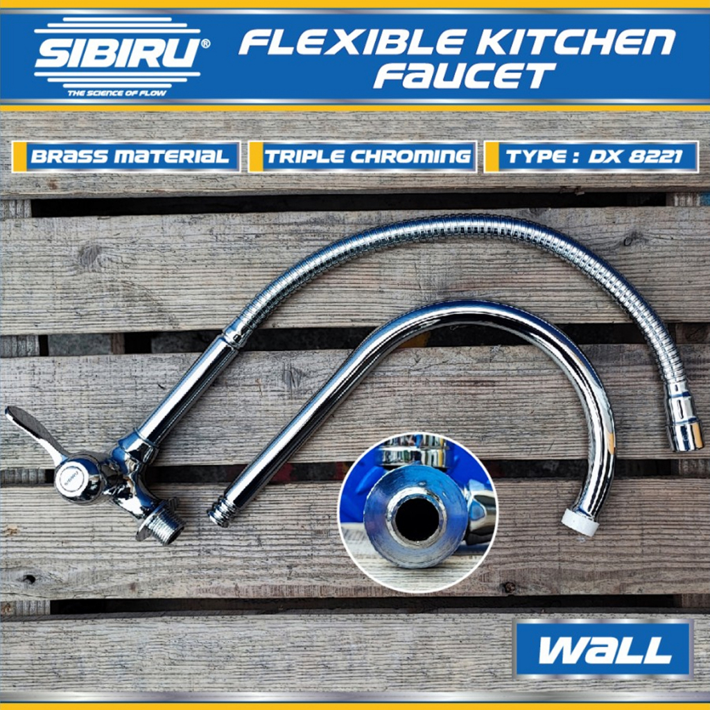 Kran Keran Air Tembok Flexible Kuningan Original Sibiru Sink Wastafel Dapur DW 8221