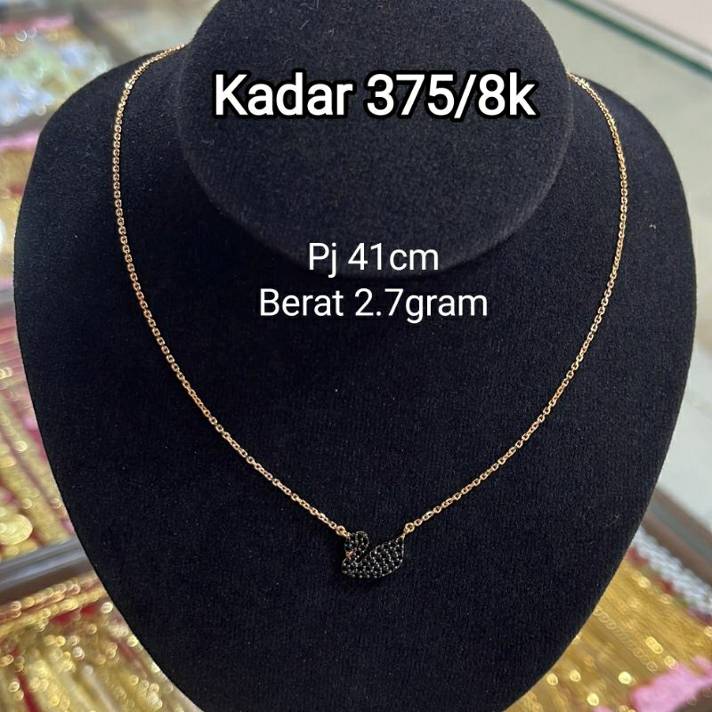 Kalung Swan Mata Hitam Emas Asli Kadar 375/8K Kalung Swan Angsa Emas Asli