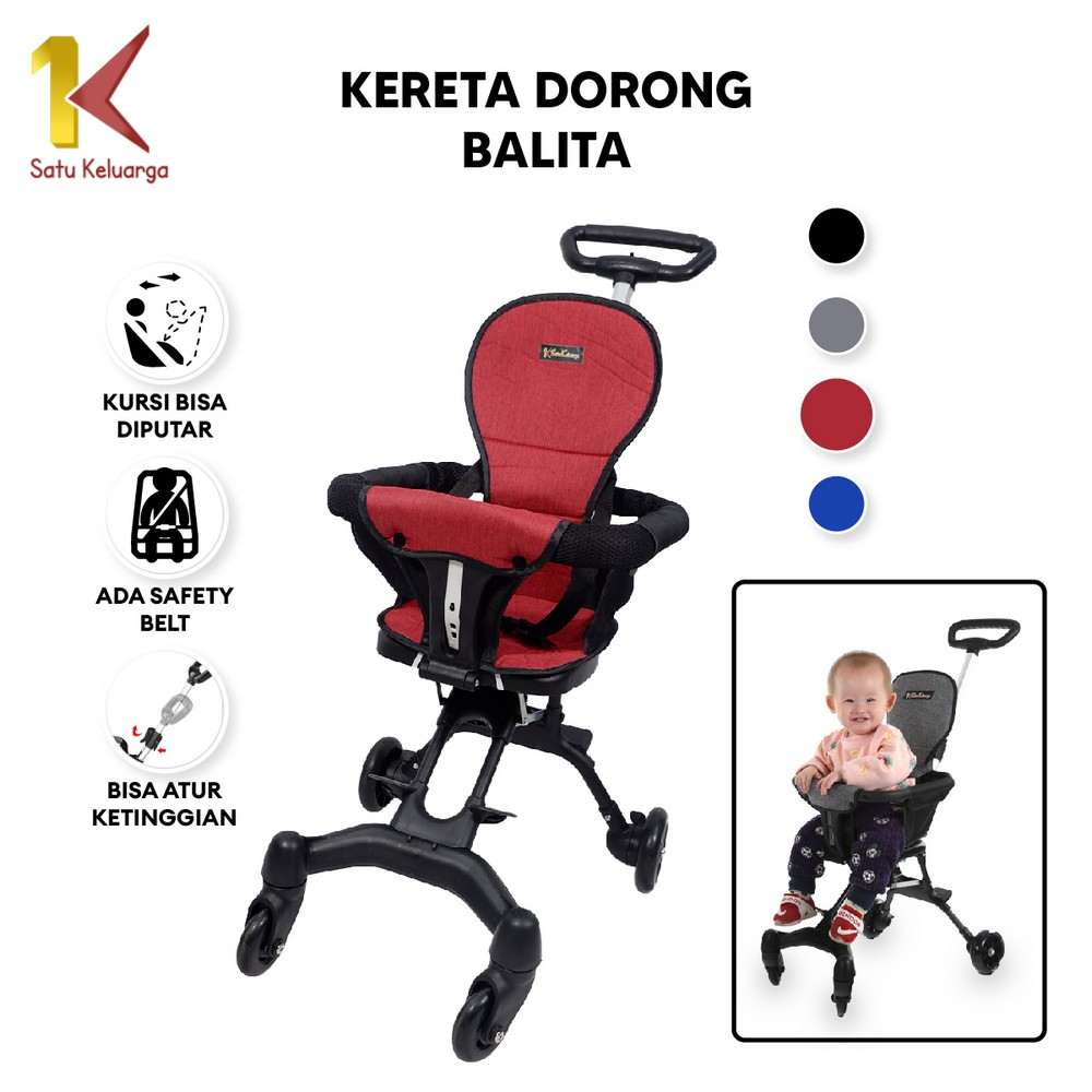 Satu Keluarga Stroller Baby Lipat C833 Magic Stroller Kereta Dorong Balita Two Way Travel Cabin Size