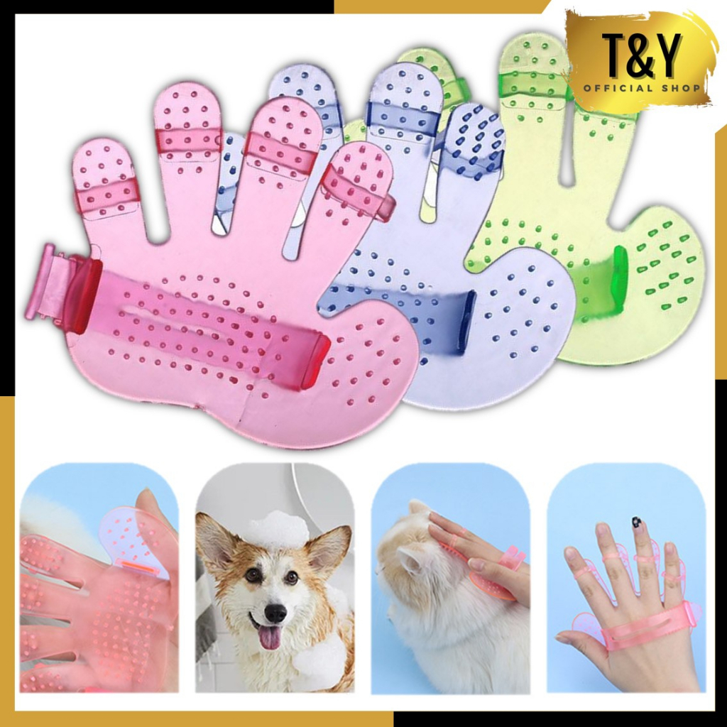 T&amp;Y Sikat Mandi Tangan Pijat Anjing Bentuk Tapak Sisir Bulu Hewan Sikat Mandi Pet Sikat Mandi Grooming Kucing Anjing Hamster Sikat Pet Grooming