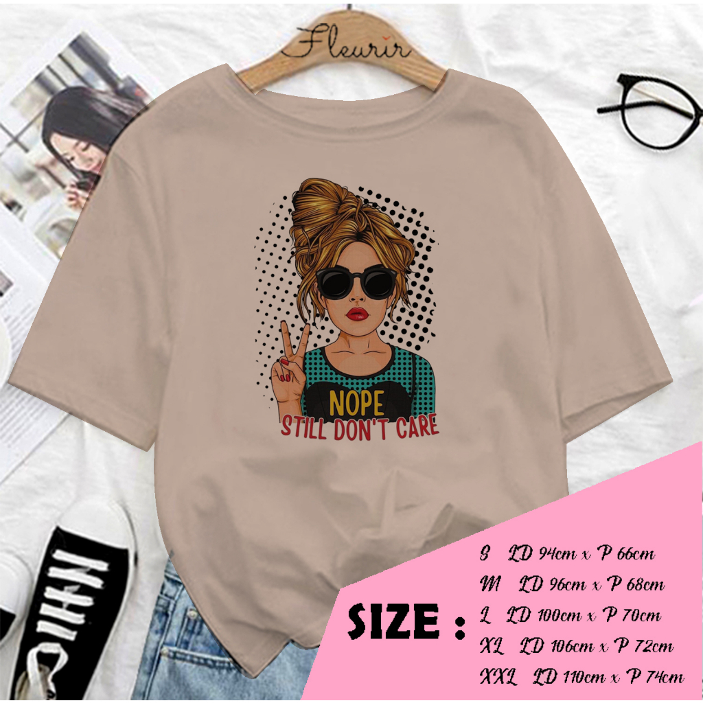 FLEURIR - COD KAOS WANITA PRIA REMAJA DEWASA UNISEX TSHIRT JUMBO OOTD LENGAN PENDEK OVERSIZE NOPE CARE