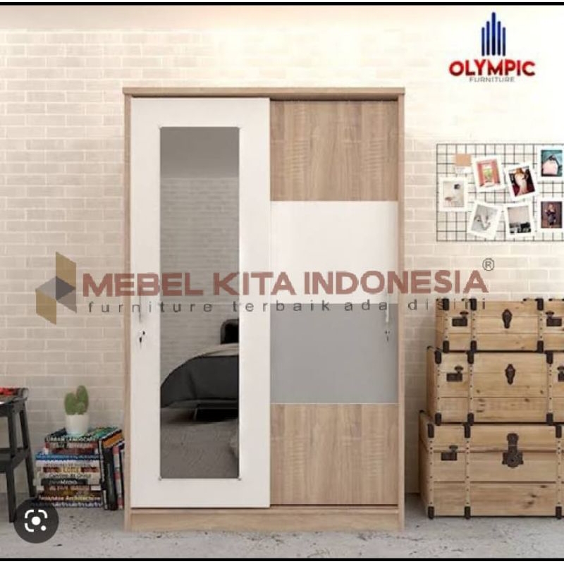 Olympic Lemari Sliding/Lemari Pakaian Cermin/Lemari Baju Cermin/Tempat Penyimpanan