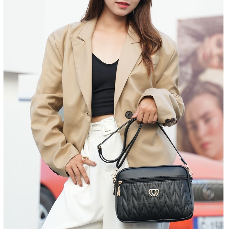 TAS SELEMPANG WANITA PREMIUM IMPORT BRANDED PESTA KULIT HITAM SLING BAG CEWEK KOREA REMAJA MURAH SHOULDER BAHU TERBARU BATAM SIMPLE ALZARA TA808B5 KEKINIAN