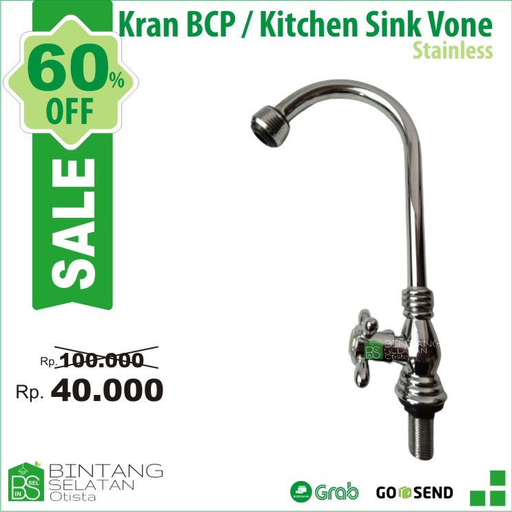 Kran  Keran Bak Cuci Piring BCP Stainless Leher Angsa Vone