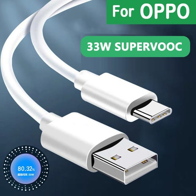 Kabel Charger 33W SuperVooc Original Type C OPPO Reno 7 7z 8z 8T 4G OPPO A57 A74 A95 A76 A96