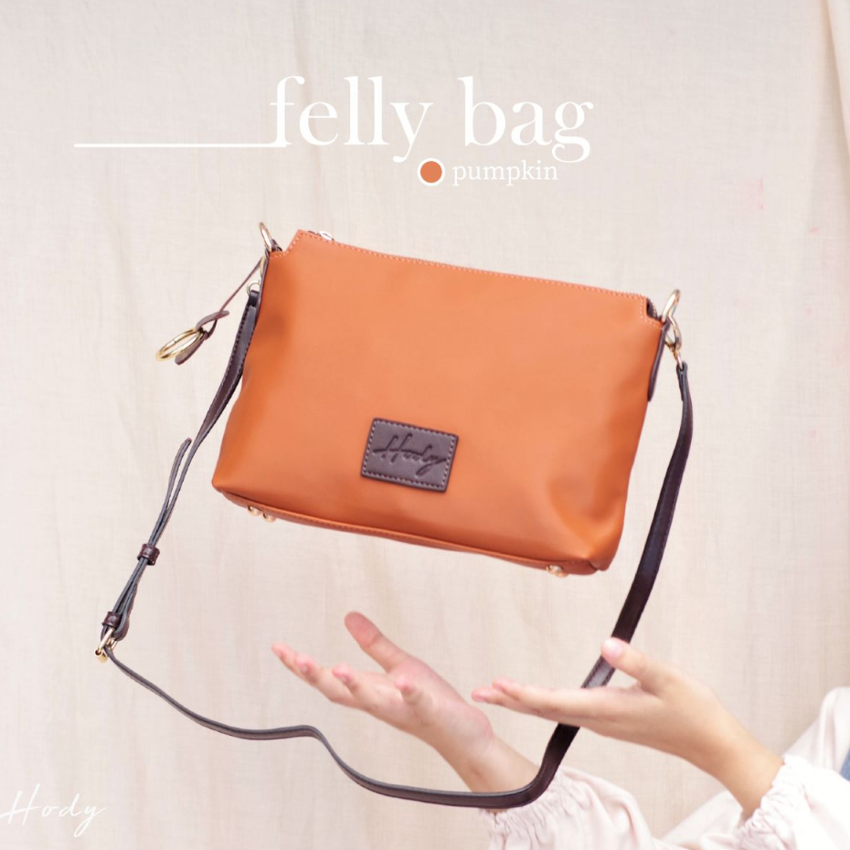 Tas Wanita Selempang Kekinian HODY Felly Bag Sling Bag Premium Waterproof PUMPKIN Labu Orange Oranye