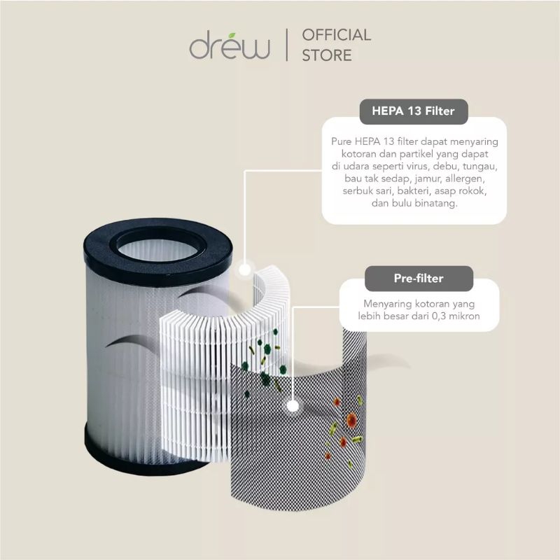 Drew Pure Me Air Purifier Portable - Penyaring Udara