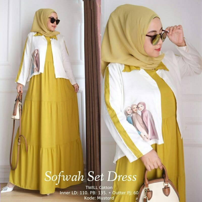 TERMURAH# Bunah Dress - SOFWAH SET DRESS ( Outer bisa di lepas )