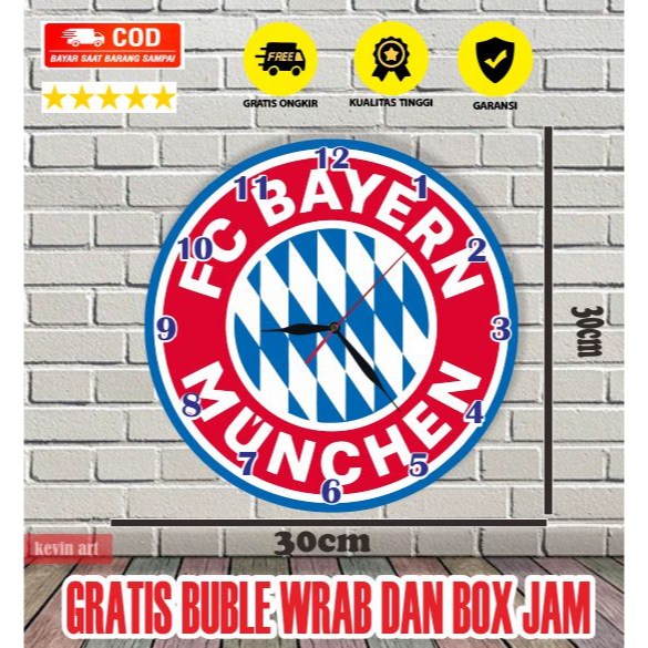 Jam Dinding Tempel Tembok Unik Logo Bayern Munchen Keren