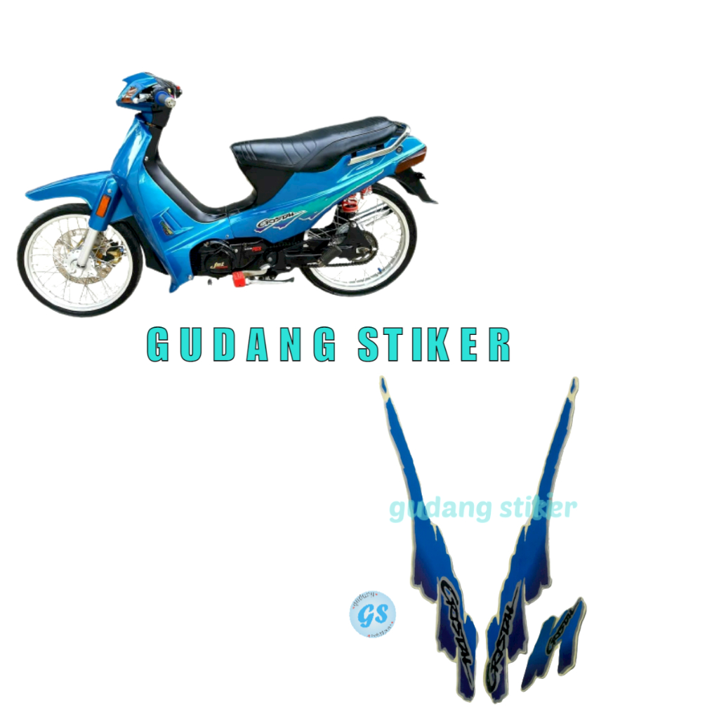 Sticker striping motor suzuki Crystal Tune 1994 Biru