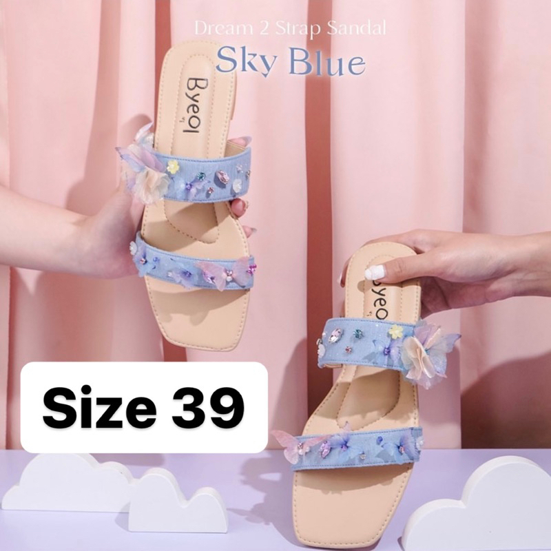 Byeol dream dreams 2 two strap straps sandal sendal sky blue biru size ukuran 39 its byeol official