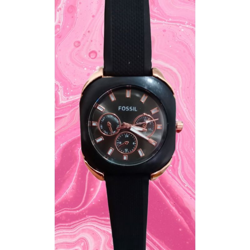 (Cod)Jam Tangan Wanita Fashion Fo22iL Crono3 Varisi Strap Rubber/Karet(Dikirim Jakarta)