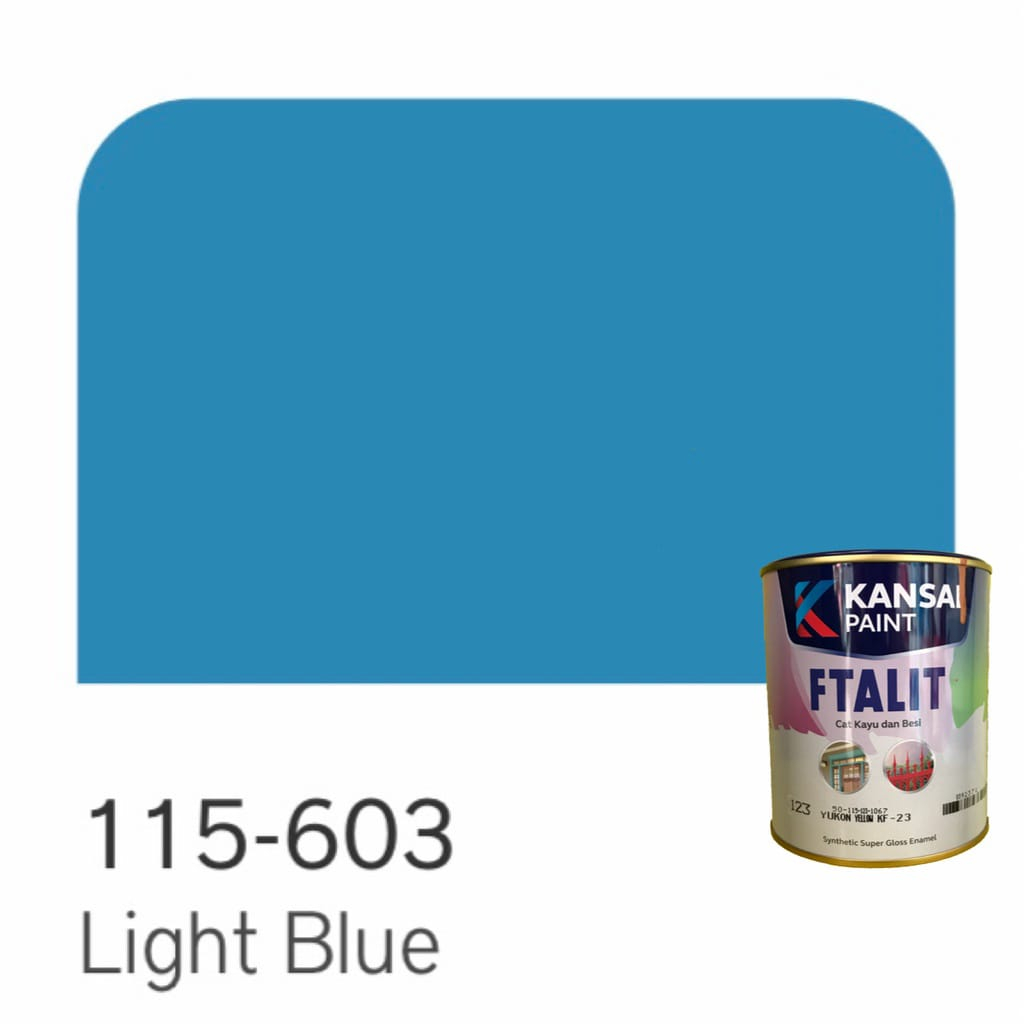 Cat Kayu dan Besi Kansai Paint Ftalit Warna Glos 1kg 115 - 603 Light Blue