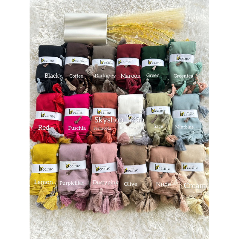 HIJAB BEEME SERIES TASSEL ORIGINAL-KERUDUNG SEGIEMPAT SIZE 115x115CM