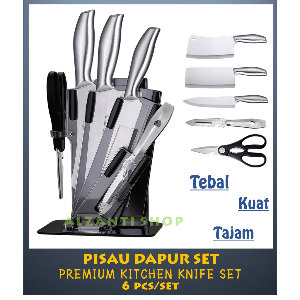 Pisau Dapur Set Premium Kitchen Knife isi 6 Pcs Pisau Dapur Stainless Steel TAJAM & KUAT - HOT SALE