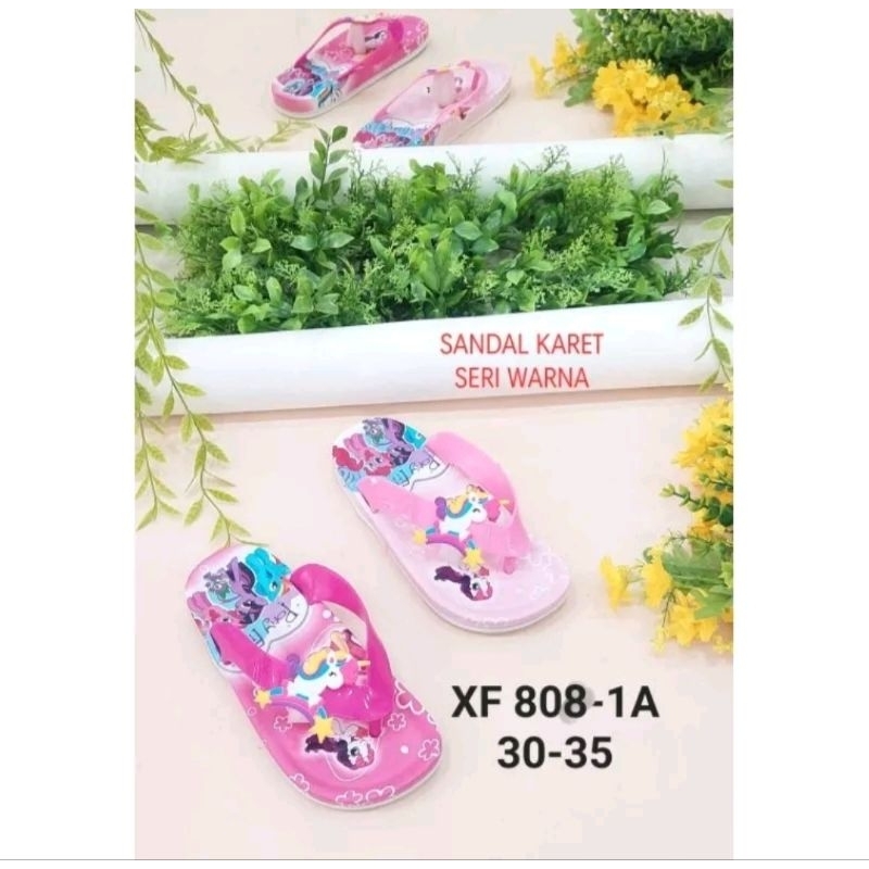 Sandal jepit anak perempuan motif kuda pony XF 808 1-A