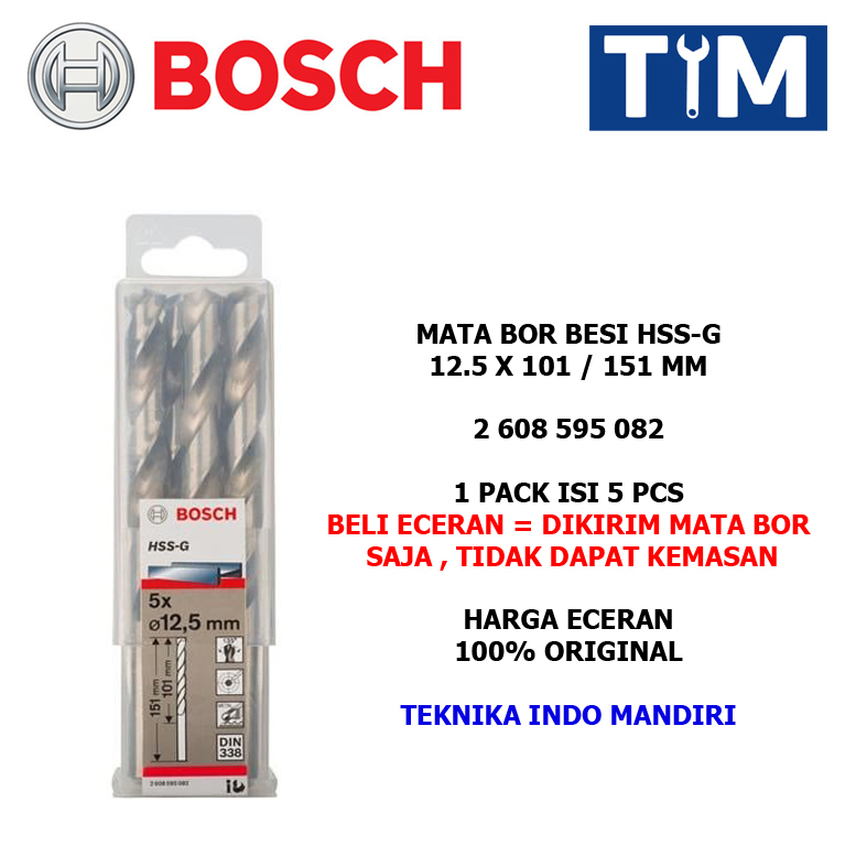 BOSCH Mata Bor Besi 12.5 MM HSS-G / Metal Drill Bit 12.5 x 101 / 151 MM