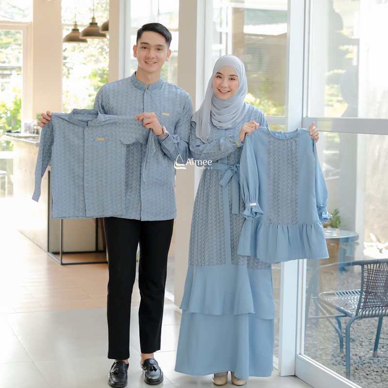 Aimee Label - Sarimbit Keluarga ZIYA Family (Pale Blue) / Sarimbit Keluarga 2024 / Sarimbit Keluarga / Baju Muslim Couple / Baju Couple Keluarga / Sarimbit Muslim / Set Family