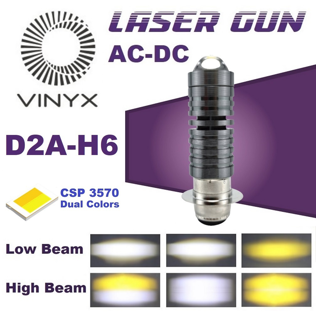 Lampu Utama LED Laser Gun Motor AC DC Lasergun Hi Lo 2 Warna CSP H6 VINYX D2 D2A-H6