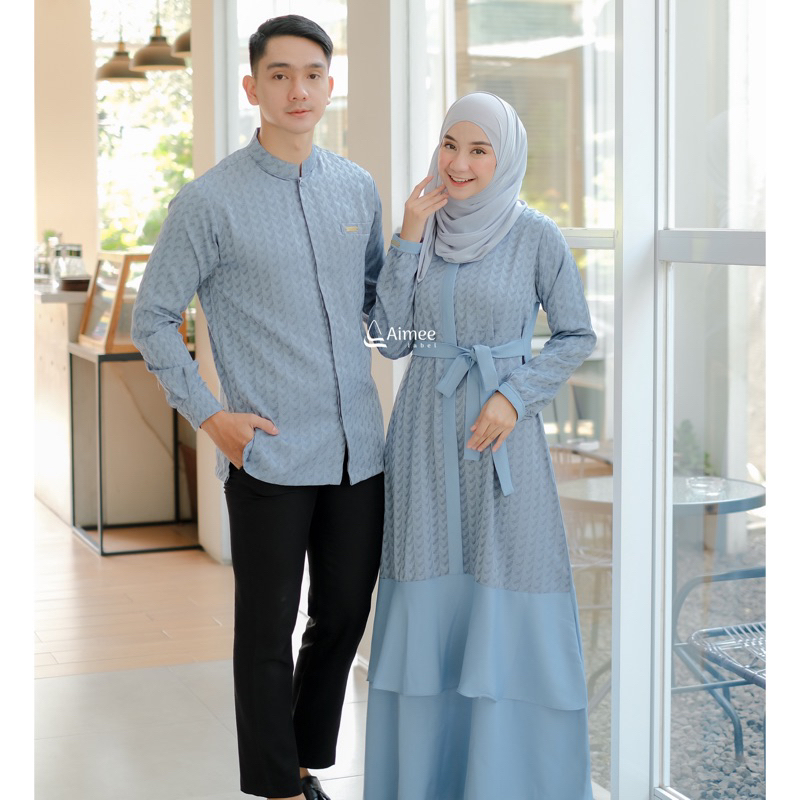 Aimee Label - Sarimbit Keluarga ZIYA Family (Pale Blue) / Sarimbit Keluarga 2024 / Sarimbit Keluarga / Baju Muslim Couple / Baju Couple Keluarga / Sarimbit Muslim / Set Family