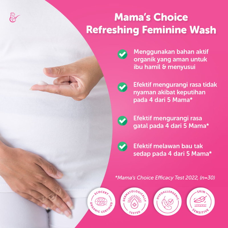 Mama's Choice Refreshing Feminine Wash 100ml / Mamas Choice Pembersih Kewanitaan / Mama Choice Feminine Hygiene Intimate Wash bebas sabun aman untuk ibu hamil dan Menyusui