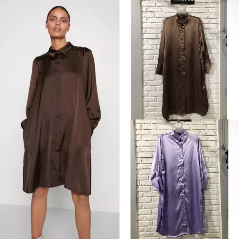 MONKI SATIN SHIRT DRESS