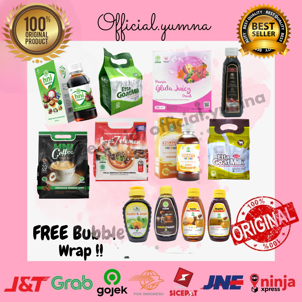 

Extra Food (HNI HEALTH) - Susu Kambing EGM (Etta Goat Milk) - Sari Kurma (Healthy Dates) - Madu HNI - Zidavit - HNI-HPAI-Y0M.12