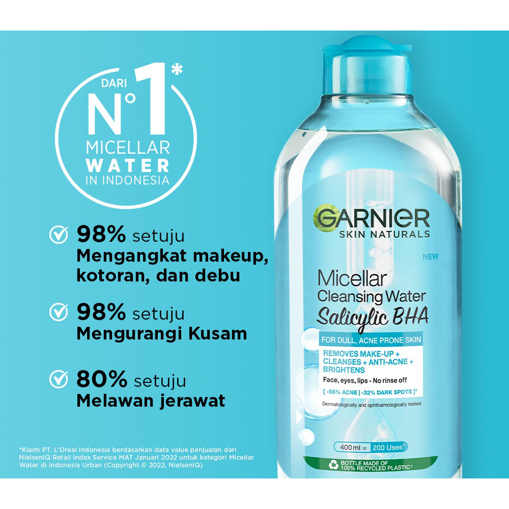 Garnier Micellar Water Salicylic Blue Pembersih Make up 125ml