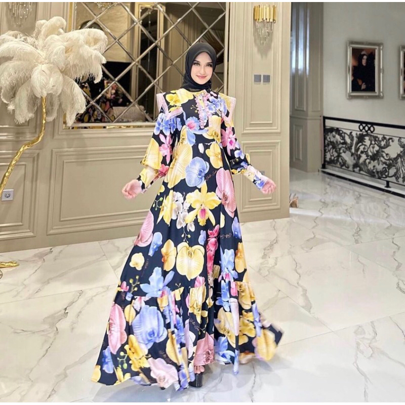 Dress gamis flower SHELLASAUKIA